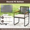 3-Piece Outdoor Bistro Set with Black PE Rattan Chairs and Off-White Cushions Include Glass Table